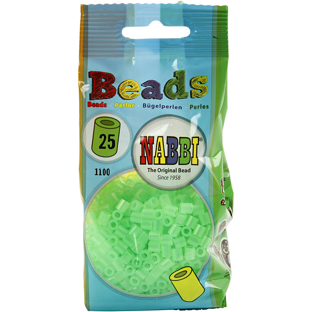 Fuse Beads, size 5x5 mm, hole size 2,5 mm, medium, neon green (32237), 1100 pc/ 1 pack [HOB-751250]