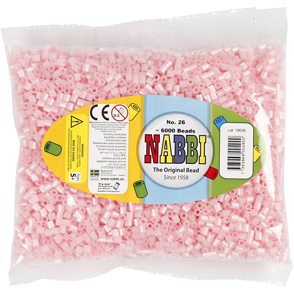 Fuse Beads, size 5x5 mm, hole size 2,5 mm, medium, rose mother-of-pearl (32259), 6000 pc/ 1 pack [HOB-751261]