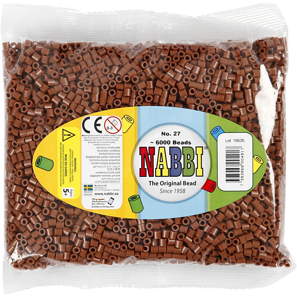 Fuse Beads, size 5x5 mm, hole size 2,5 mm, medium, chocolate (32249), 6000 pc/ 1 pack [HOB-751271]