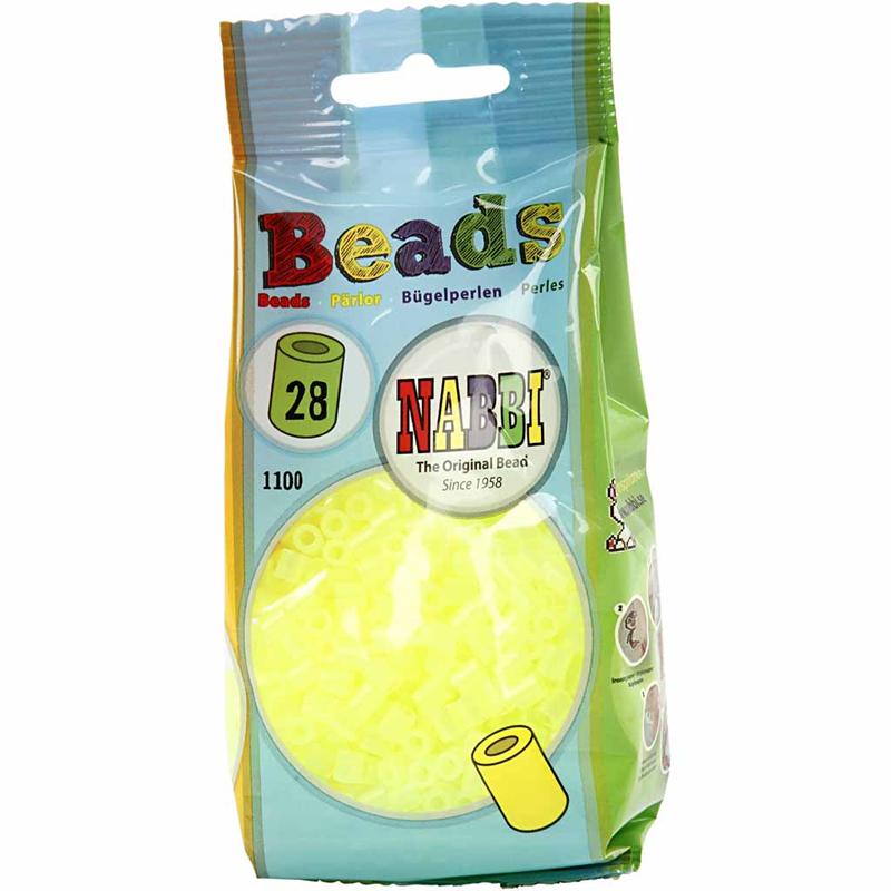 Fuse Beads, size 5x5 mm, hole size 2,5 mm, medium, neon yellow (32223), 1100 pc/ 1 pack [HOB-751280]