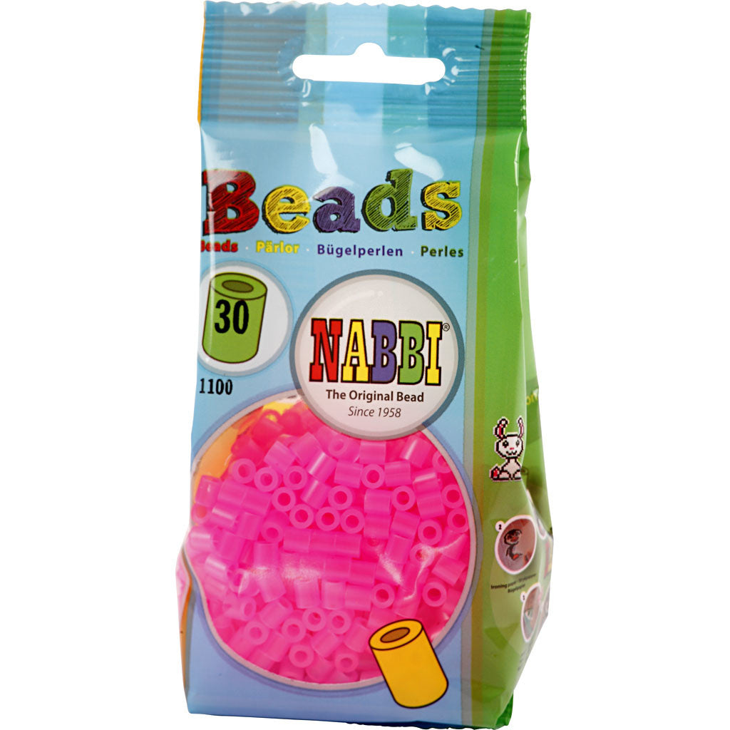 Fuse Beads, size 5x5 mm, hole size 2,5 mm, medium, rose neon (32257), 1100 pc/ 1 pack [HOB-751300]