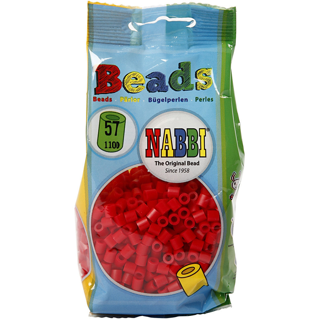 Fuse Beads, size 5x5 mm, hole size 2,5 mm, medium, red (32231), 1100 pc/ 1 pack [HOB-751310]