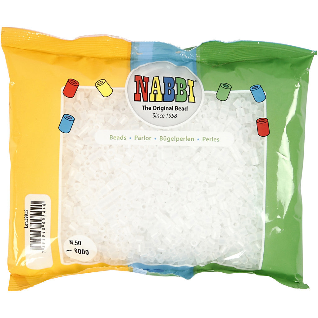 Fuse Beads, size 5x5 mm, hole size 2,5 mm, medium, transparent clear (32264), 6000 pc/ 1 pack [HOB-751321]