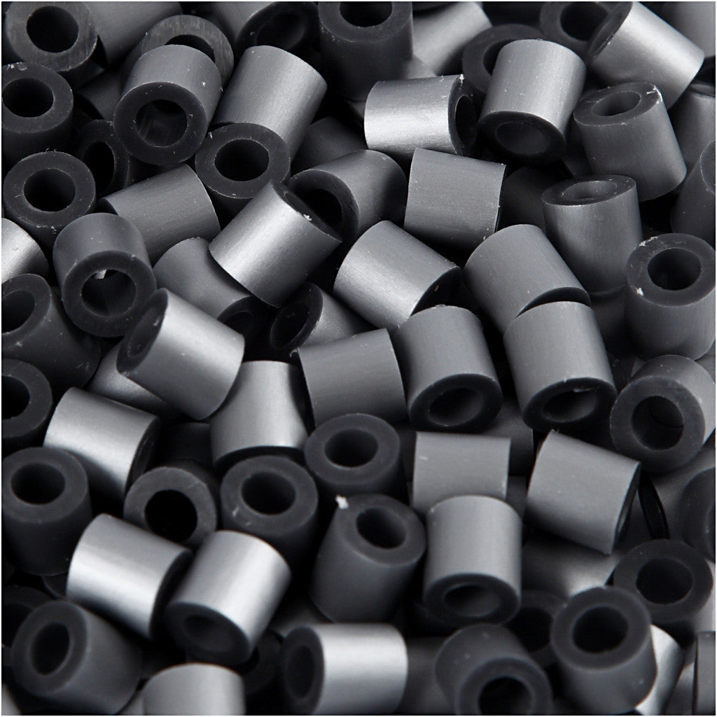 Fuse Beads, size 5x5 mm, hole size 2,5 mm, medium, silver (32262), 6000 pc/ 1 pack [HOB-751341]