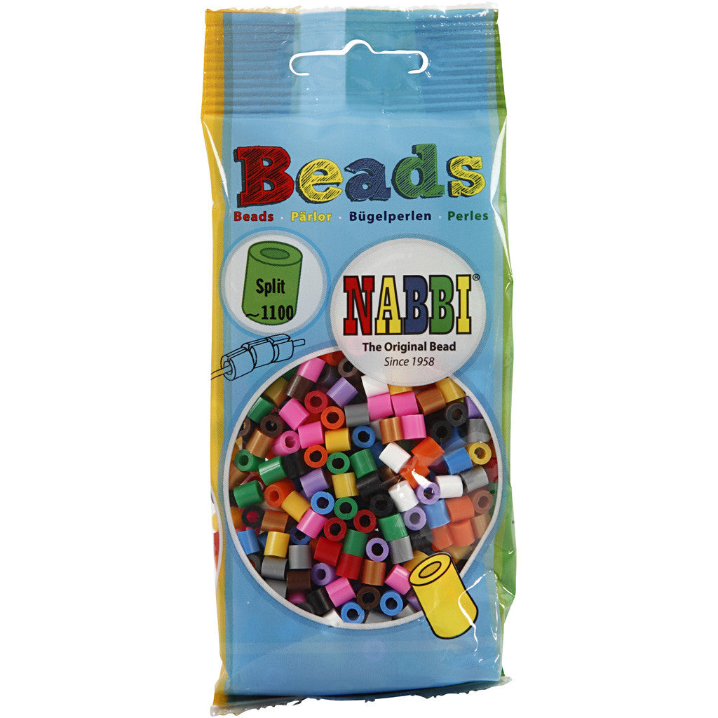 Fuse Beads with a Split, size 5x5 mm, hole size 2,5 mm, medium, standard colours, 1100 asstd./ 1 pack [HOB-751350]