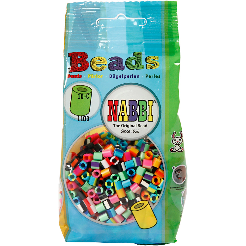 Fuse Beads, size 5x5 mm, hole size 2,5 mm, medium, stripe, 1100 asstd./ 1 pack [HOB-752101]