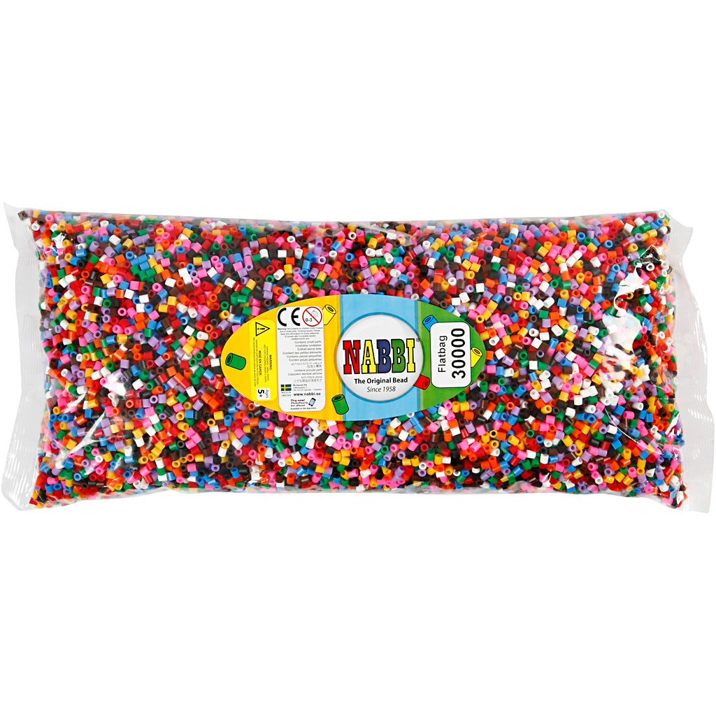 Fuse Beads, size 5x5 mm, hole size 2,5 mm, medium, standard colours, 30000 asstd./ 1 pack [HOB-752201]