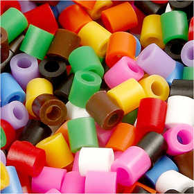 Fuse Beads, size 5x5 mm, hole size 2,5 mm, medium, standard colours, 20000 asstd./ 1 bucket [HOB-75220]