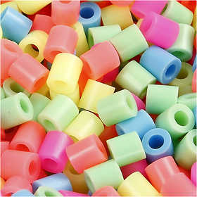 Fuse Beads, size 5x5 mm, hole size 2,5 mm, medium, pastel colours, 20000 asstd./ 1 bucket [HOB-75230]