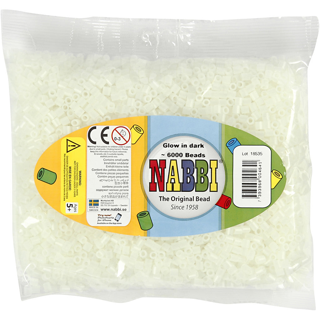 Fuse Beads, size 5x5 mm, hole size 2,5 mm, medium, luminous, 6000 asstd./ 1 pack [HOB-752831]