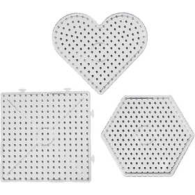 Peg Board, hearts, hexagons, squares, size 15x15-17,5x17,5 cm, JUMBO, clear, 6 pc/ 1 pack [HOB-75324]