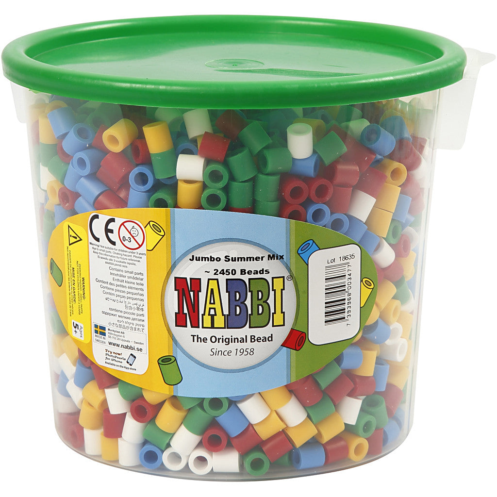 Fuse Beads, size 10x10 mm, hole size 5,5 mm, JUMBO, standard colours, 2450 asstd./ 1 pack [HOB-753513]