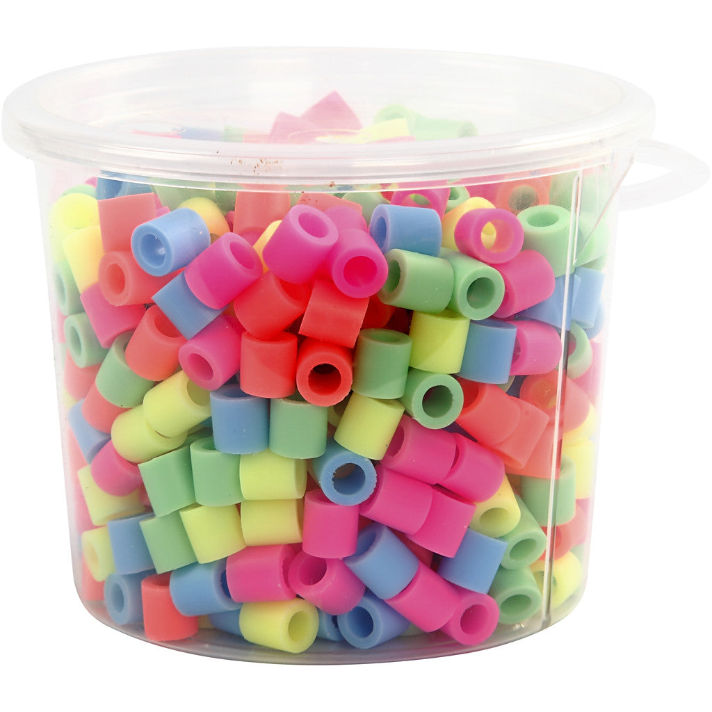 Fuse Beads, size 10x10 mm, hole size 5,5 mm, JUMBO, pastel colours, 550 asstd./ 1 pack [HOB-75352]