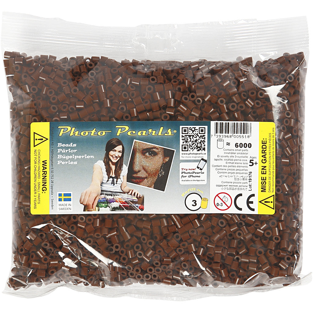 PhotoPearls, size 5x5 mm, hole size 2,5 mm, medium, brown (3), 6000 pc/ 1 pack [HOB-75503]