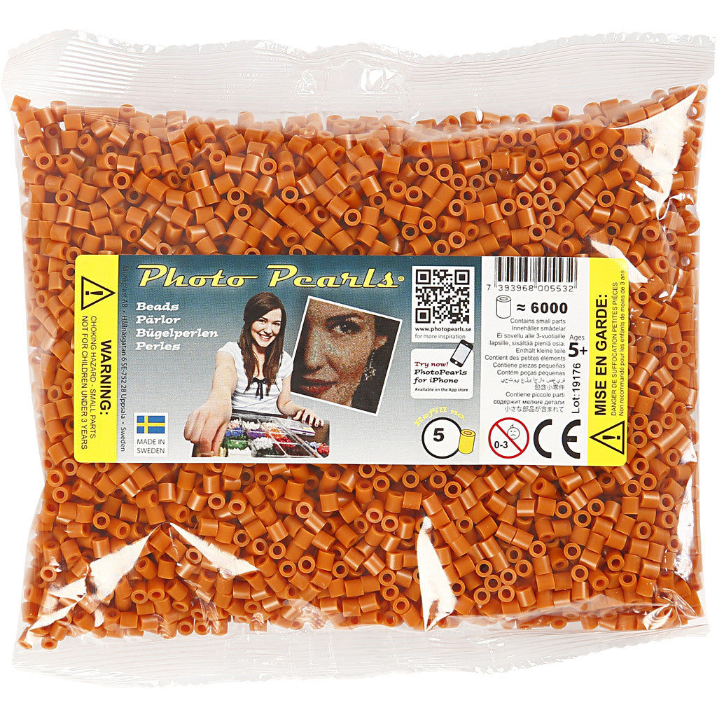 PhotoPearls, size 5x5 mm, hole size 2,5 mm, medium, redbrown (5), 6000 pc/ 1 pack [HOB-75505]