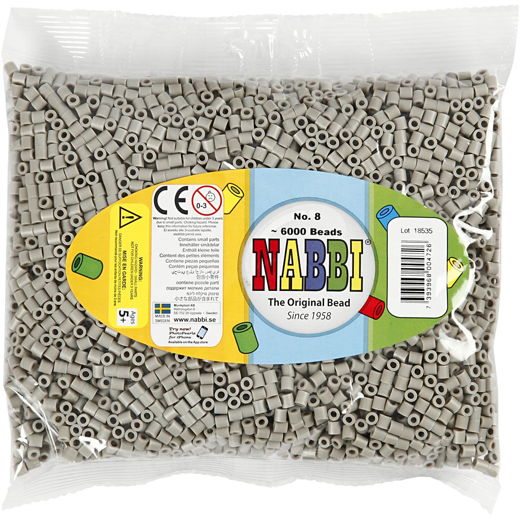 PhotoPearls, size 5x5 mm, hole size 2,5 mm, medium, ash-coloured (8), 6000 pc/ 1 pack [HOB-75508]