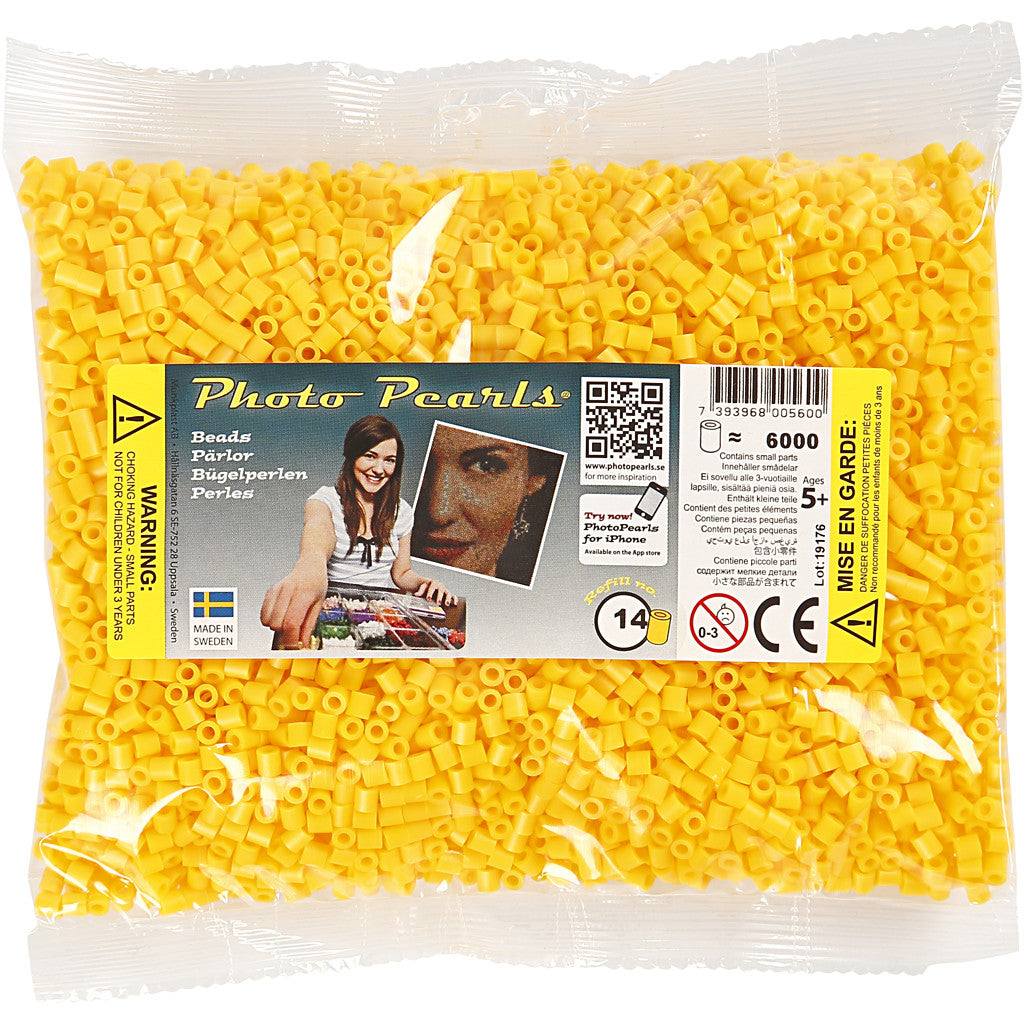 PhotoPearls, size 5x5 mm, hole size 2,5 mm, medium, yellow (14), 6000 pc/ 1 pack [HOB-75514]