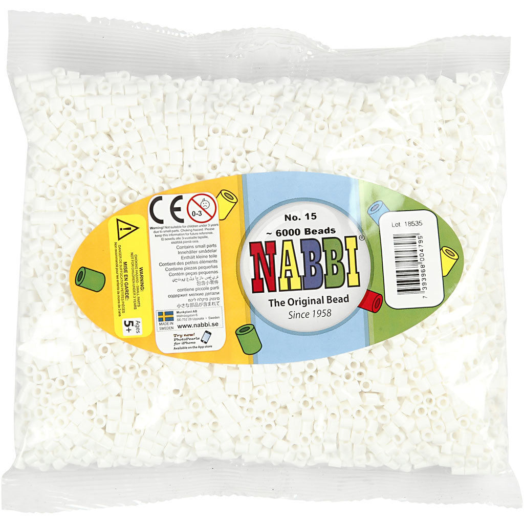 PhotoPearls, size 5x5 mm, hole size 2,5 mm, medium, white (15), 6000 pc/ 1 pack [HOB-75515]