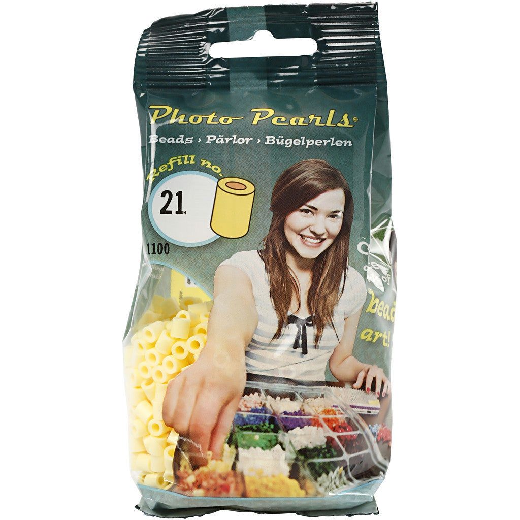 PhotoPearls, size 5x5 mm, hole size 2,5 mm, medium, light yellow (21), 1100 pc/ 1 pack [HOB-755210]