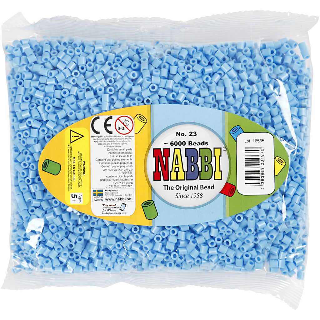 PhotoPearls, size 5x5 mm, hole size 2,5 mm, medium, pastel blue (23), 6000 pc/ 1 pack [HOB-75523]