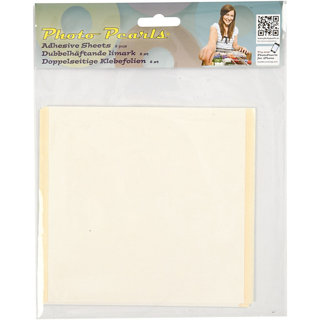 PhotoPearls Adhesive sheet, size 15x15 cm, medium, 8 sheet/ 1 pack [HOB-75531]