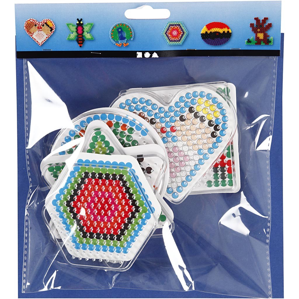 Peg Board, oval, heart, hexagon, circle, square and star., size 7x7,5-10,5x9,5 cm, medium, 6 pc/ 1 pack [HOB-75596]