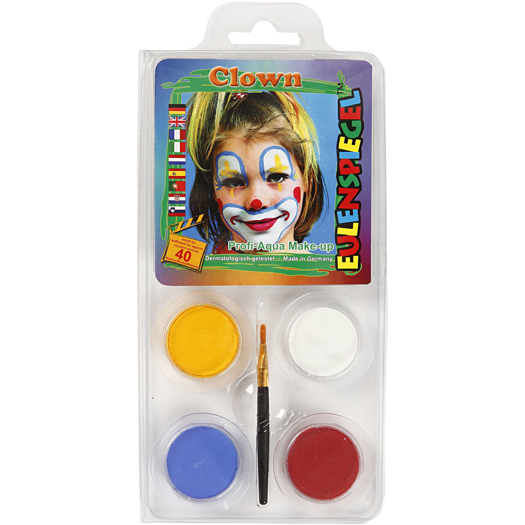 Eulenspiegel Face Paint - Motif Set, clown, assorted colours, 1 set [HOB-76101]