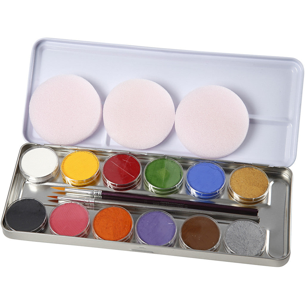 Water-Based Face Paint, assorted colours, 12 colour/ 1 set [HOB-76136]