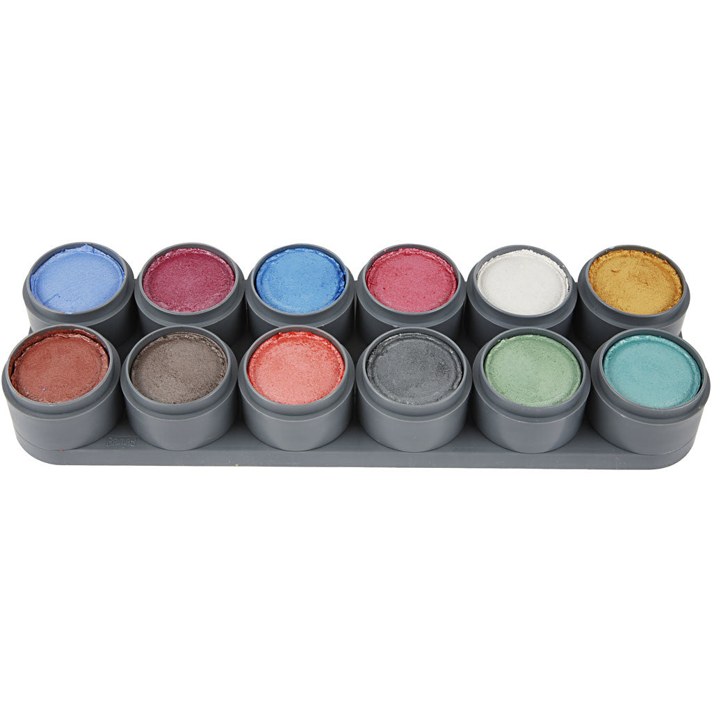 Water-based Face Paint Palette, mother of pearl colours, 12x15ml/ 1 pc [HOB-77061]