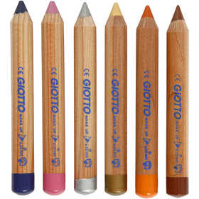 Make Up Pencils, L: 9 cm, additional colours, 6 pc/ 1 pack [HOB-77202]