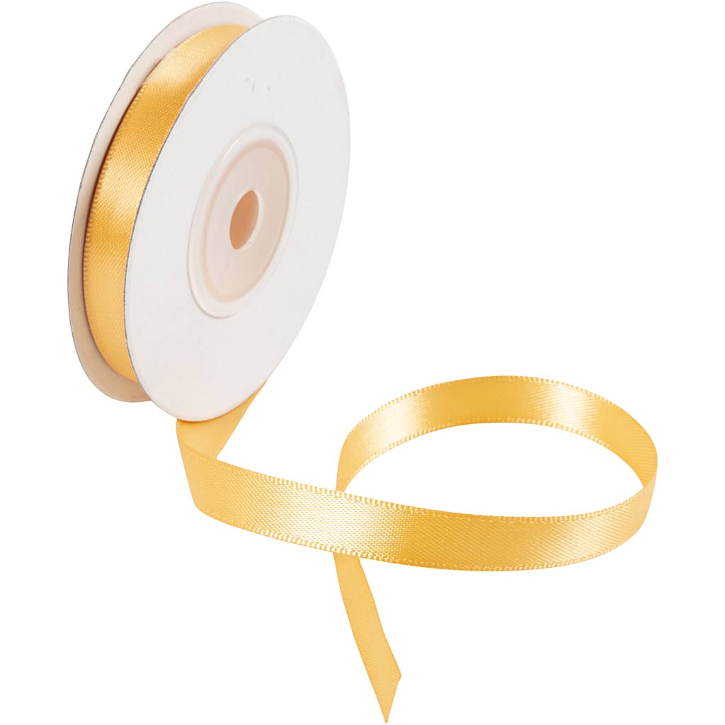 Satin Ribbon, W: 10, yellow, 3x10 m/ 1 roll