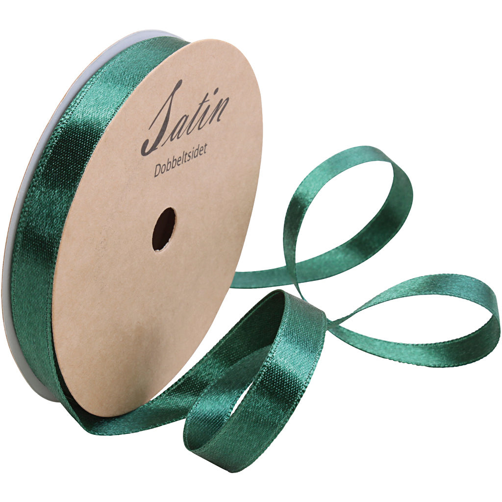Satin Ribbon, W: 10 mm, green, 3x10 m/ 1 roll [HOB-780264]