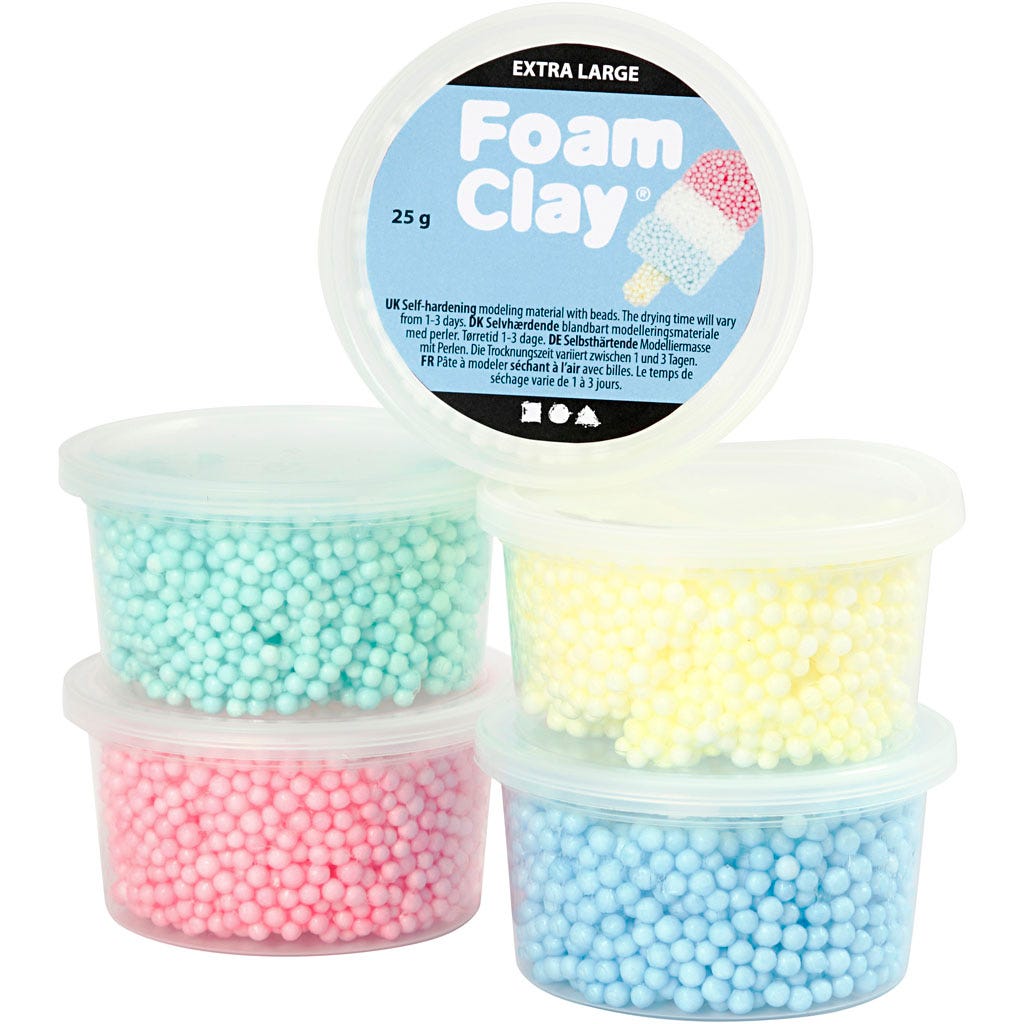 Foam Clay Extra Large, assorted colours, 5x25 g/ 1 pack [HOB-780940]