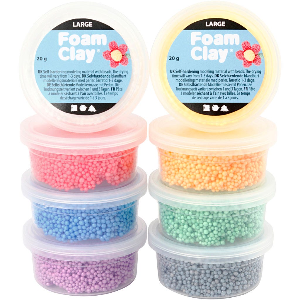 Foam Clay Large, assorted colours, 8x20 g/ 1 pack [HOB-780950]