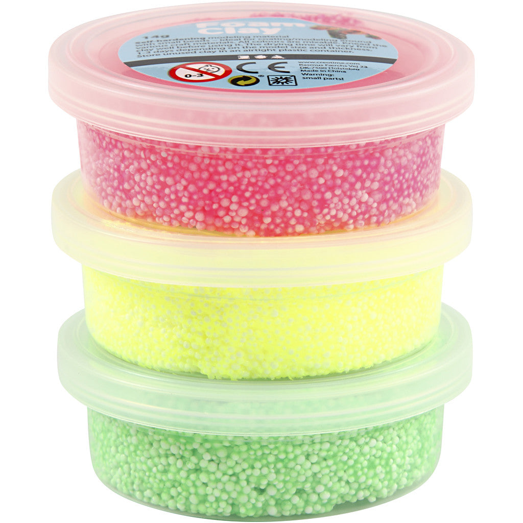 Foam Clay®, light green, neon pink, neon yellow, 3x14 g/ 1 pack [HOB-78141]