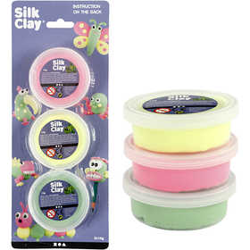 Silk Clay®, light green, neon pink, neon yellow, 3x14 g/ 1 pack [HOB-78148]