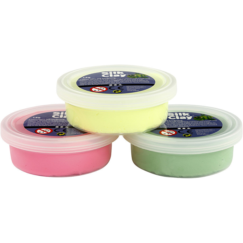 Silk Clay®, light green, neon pink, neon yellow, 3x14 g/ 1 pack [HOB-78148]
