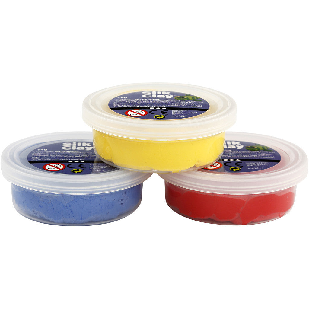 Silk Clay®, blue, red, yellow, 3x14 g/ 1 pack [HOB-78149]