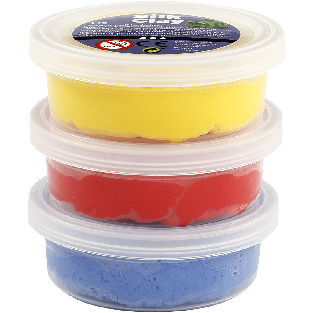 Silk Clay®, blue, red, yellow, 3x14 g/ 1 pack [HOB-78149]