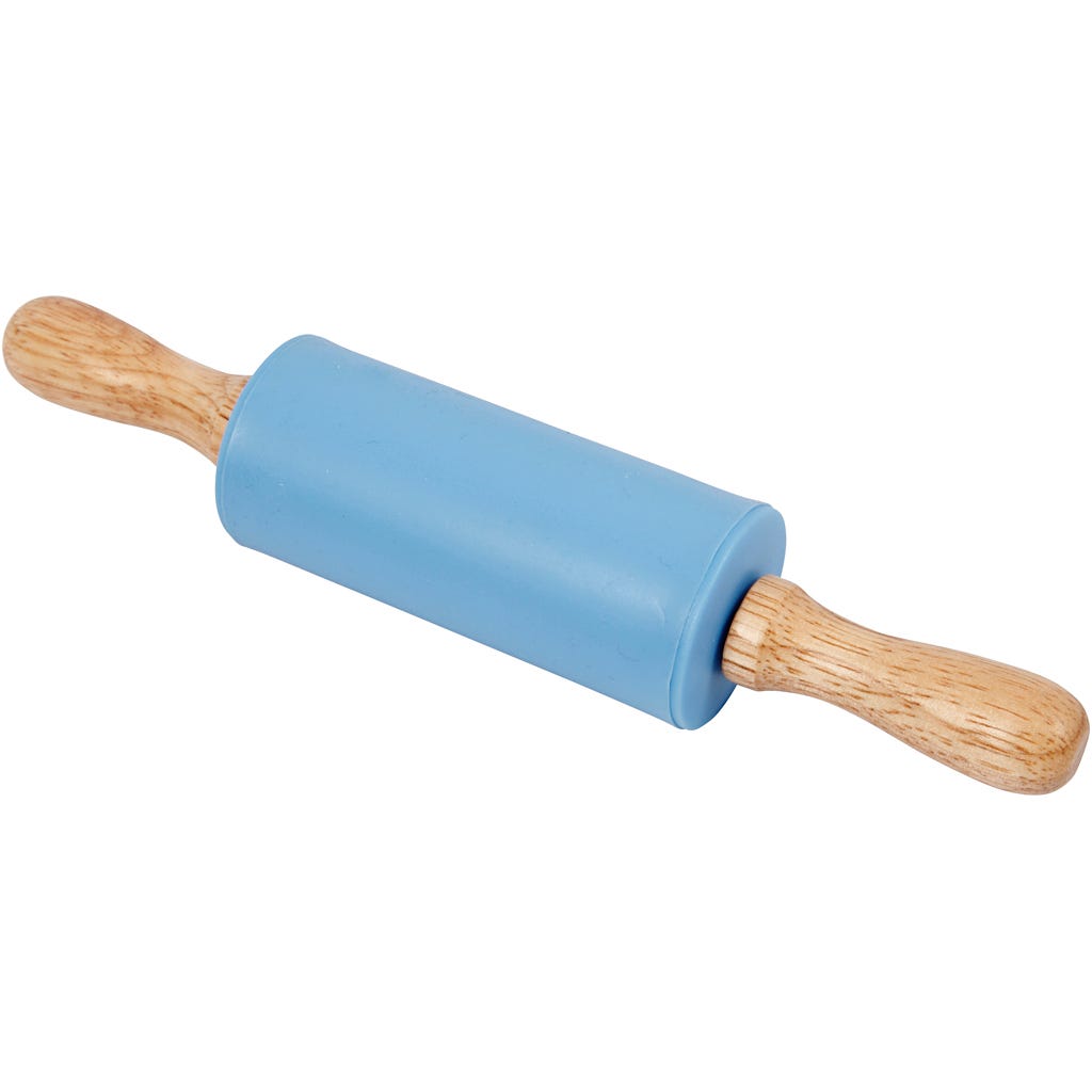 Rolling pin, L: 23 cm, dia. 4.5 cm, light blue, 1 pc [HOB-78285]