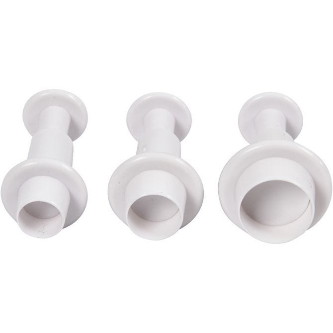Embossing Cookie Cutters, circle, dia. 1,1+1,3+1,7 cm, white, 3 pc/ 1 pack [HOB-782876]
