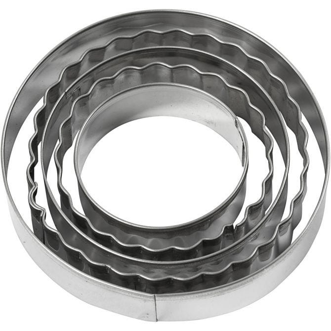 Cookie Cutters, circle, size 8 cm, 5 pc/ 1 pack [HOB-782882]