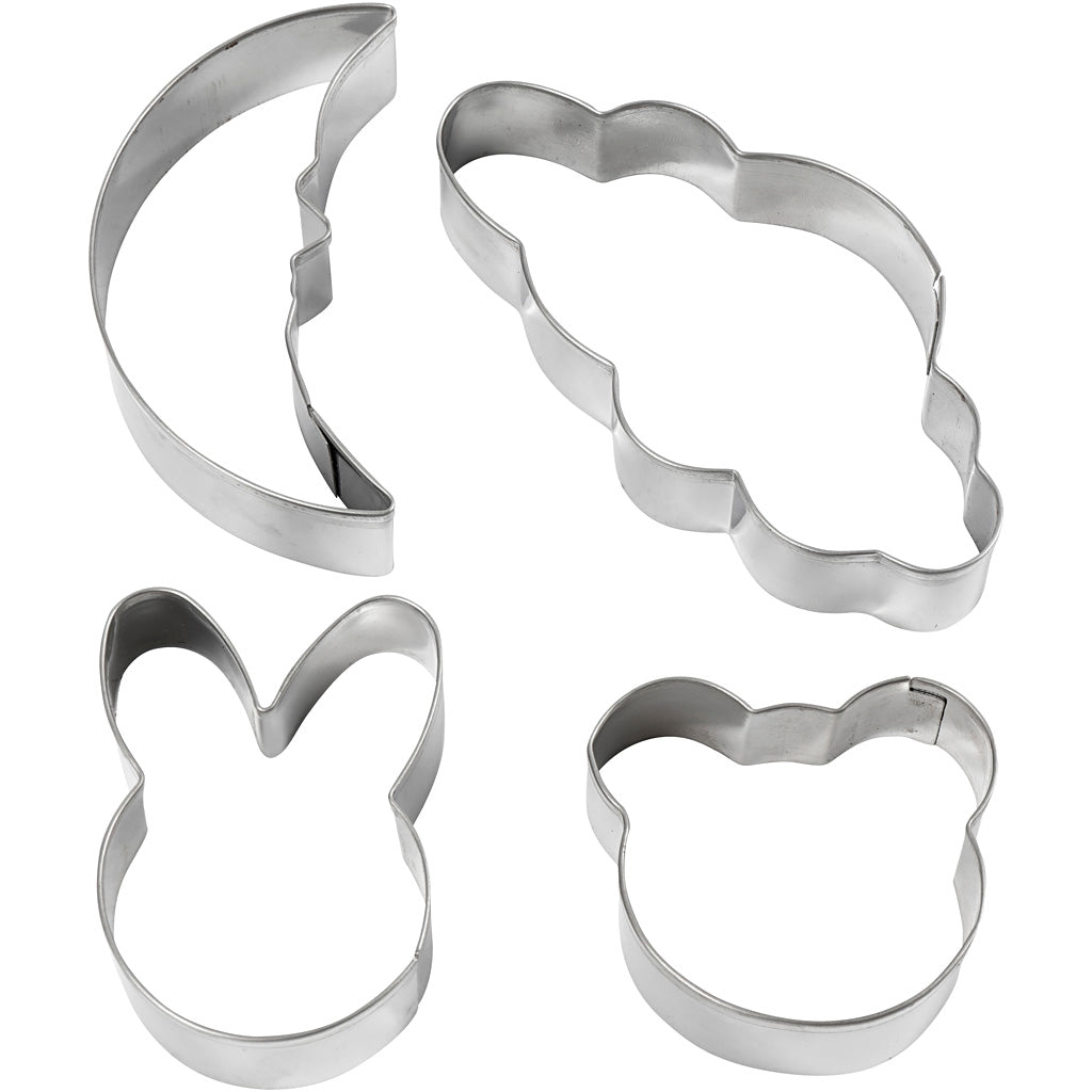 Cookie Cutters, cloud, hare, bear, moon, H: 10 cm, 4 pc