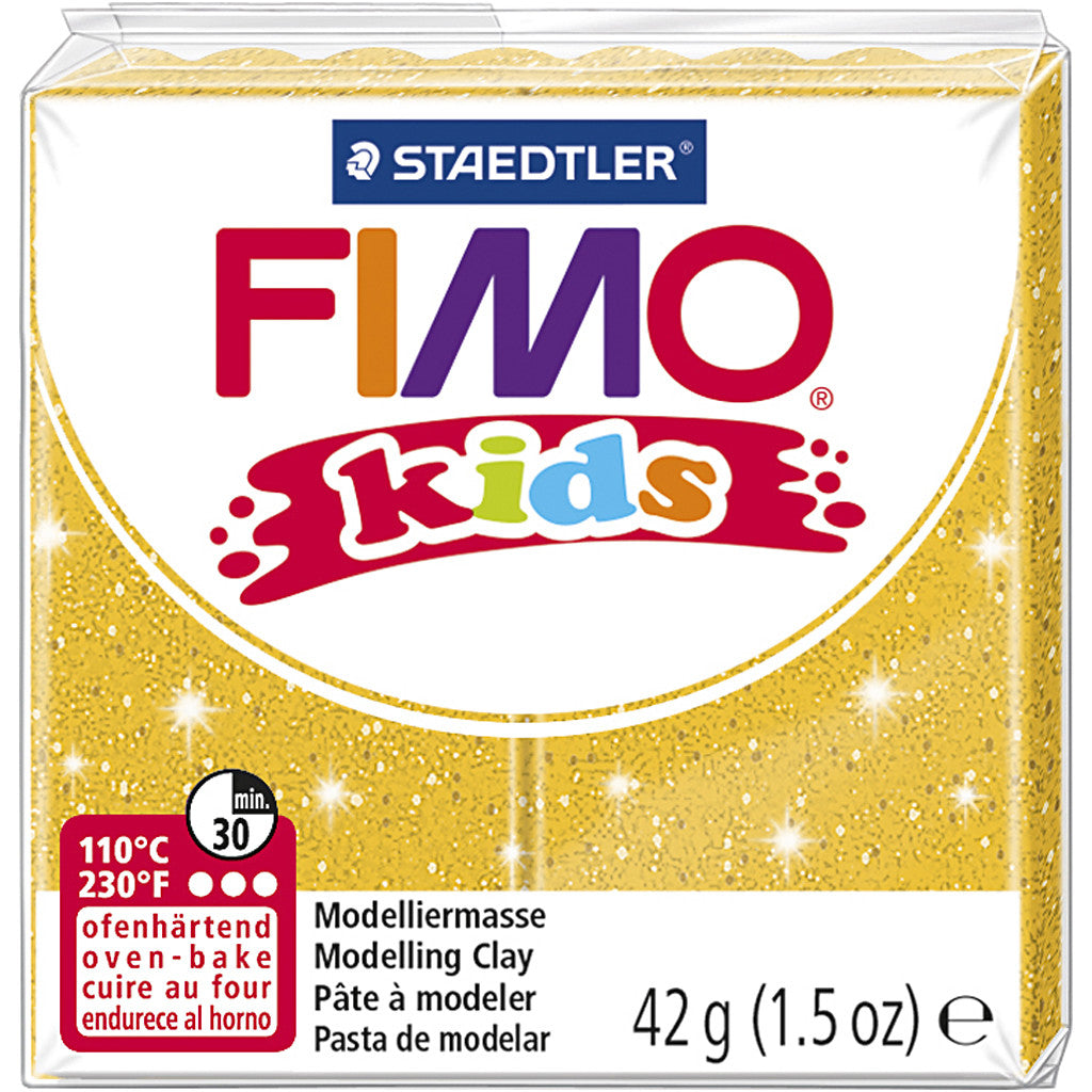 FIMO® Kids Clay, glitter, gold, 42 g/ 1 pack [HOB-78535]