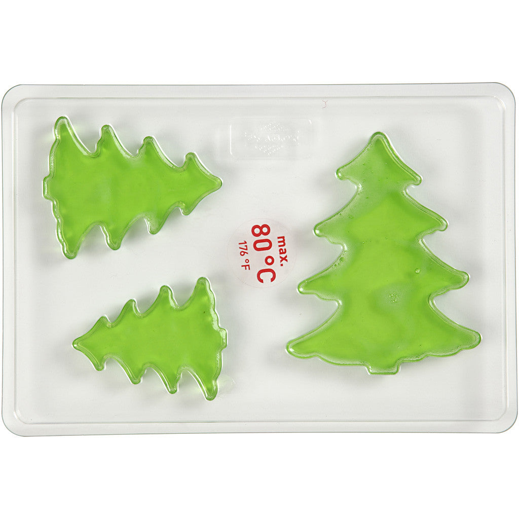 Casting Mould, fir tree, H: 6+8+10 cm, D. 9 mm, size 14,9x22 cm, 1 pc [HOB-78636]