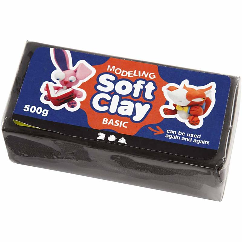 Modelling Clay, size 13x6x4 cm, black, 500g/ 1 pack [HOB-78680]