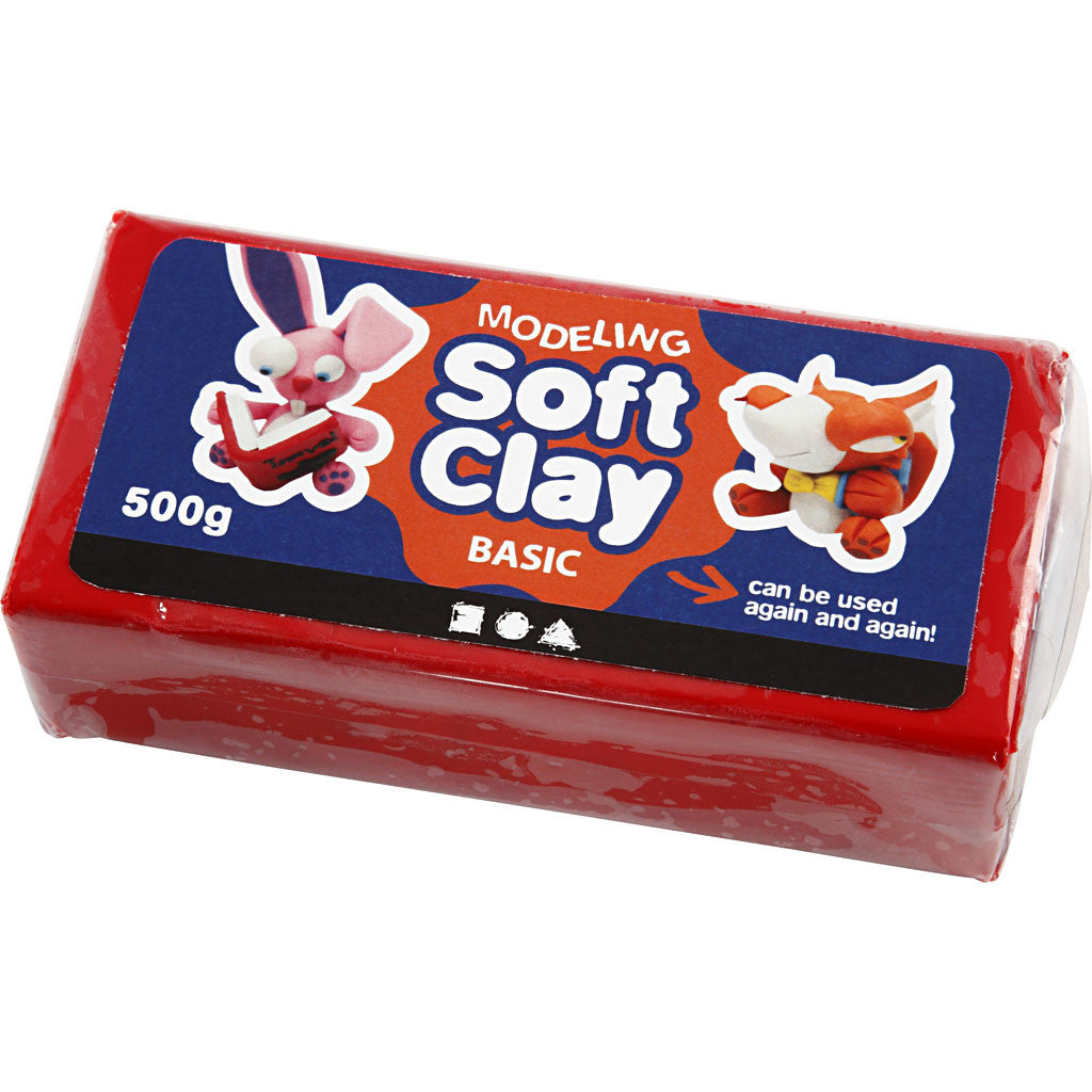 Modelling Clay, size 13x6x4 cm, red, 500 g/ 1 pack [HOB-78682]