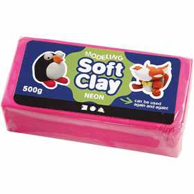 Modelling Clay, size 13x6x4 cm, neon pink, 500 g/ 1 pack [HOB-78687]