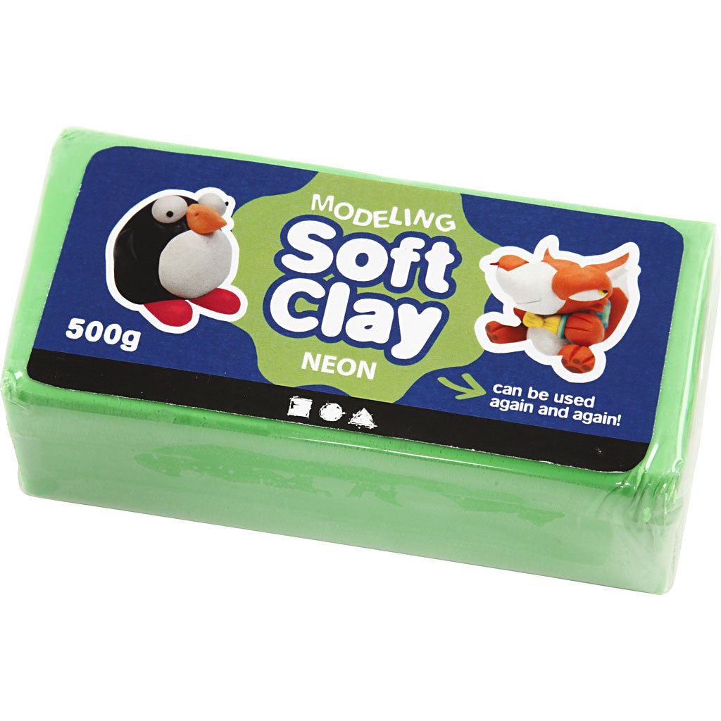 Modelling Clay, size 13x6x4 cm, neon green, 500 g/ 1 pack [HOB-78688]