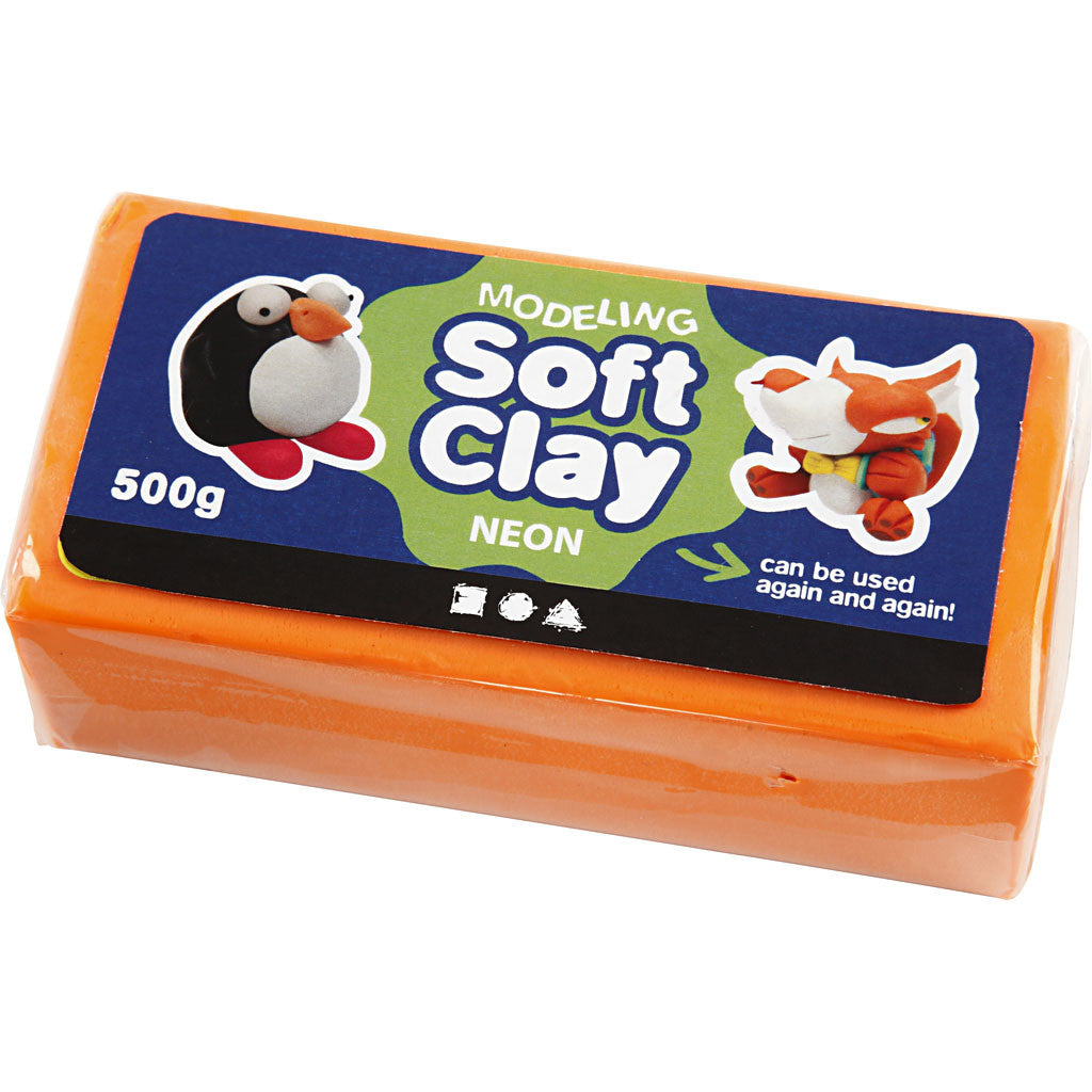 Modelling Clay, size 13x6x4 cm, neon orange, 500g/ 1 pack [HOB-78689]